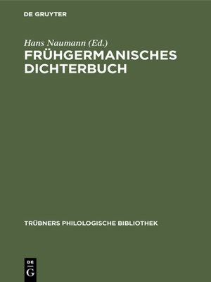 cover image of Frühgermanisches Dichterbuch